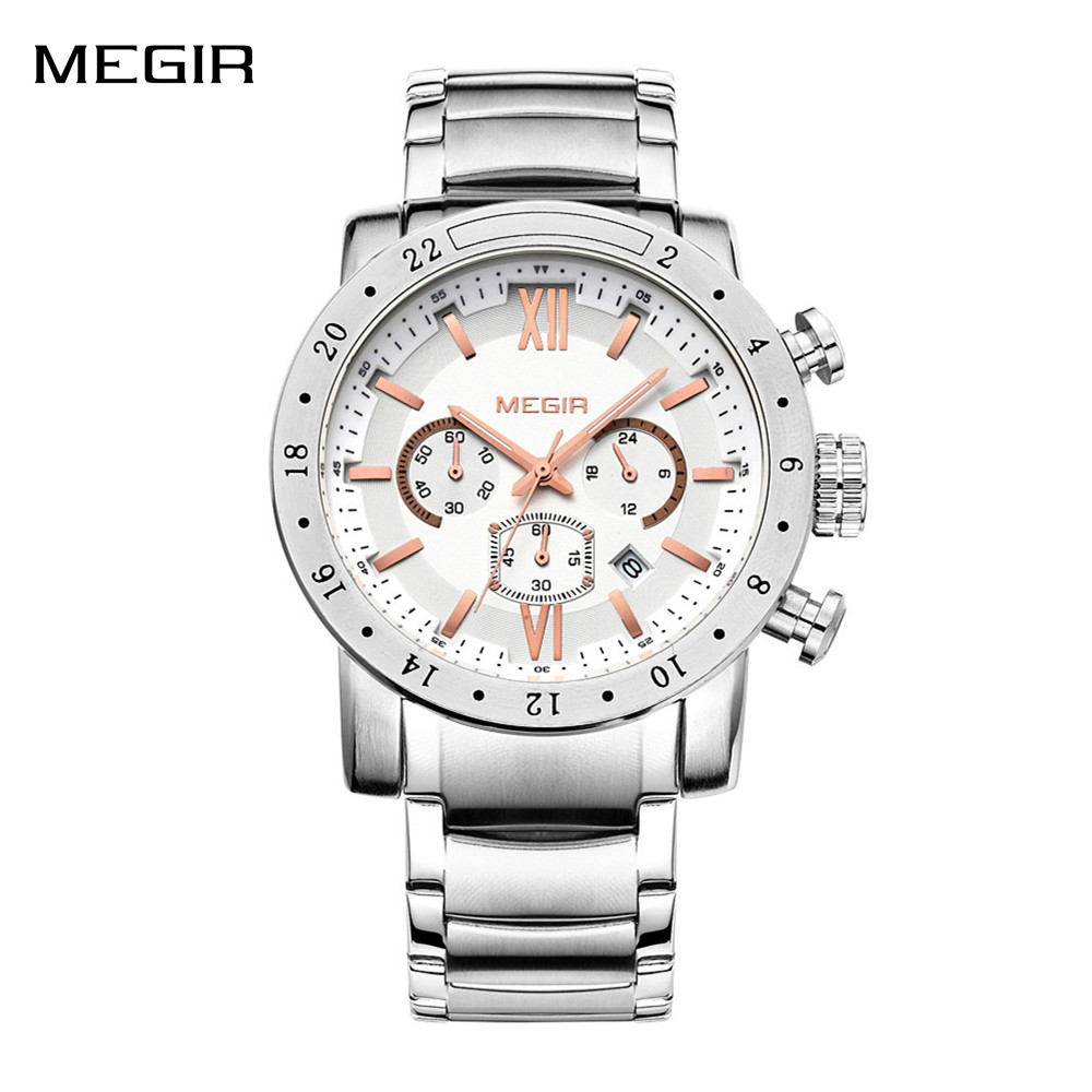 Smartwatch Watches For Men Digital - MEGIR 스테인레스 스틸 캐주얼 시계 남성용