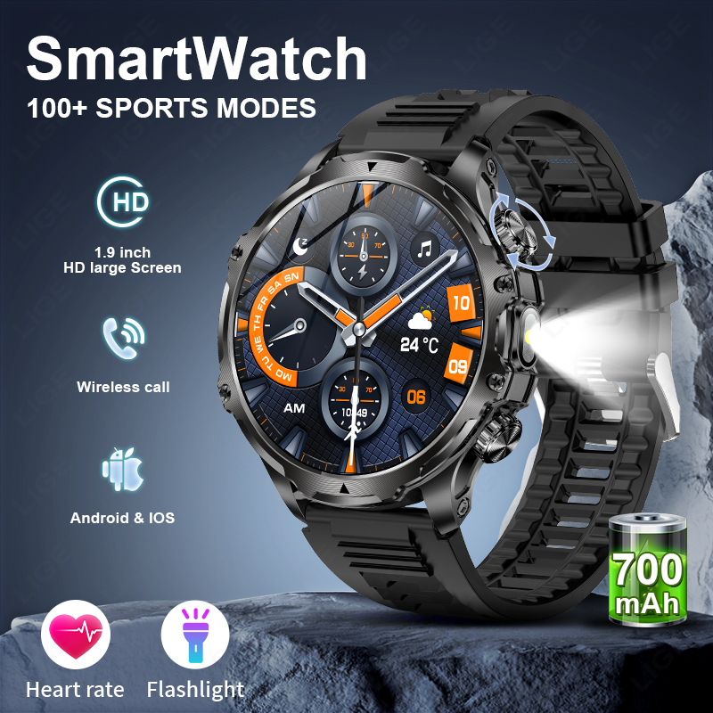 Smartwatch Timex Watches For Men - LIGE Smartwatch 군용 남성용 1.9 