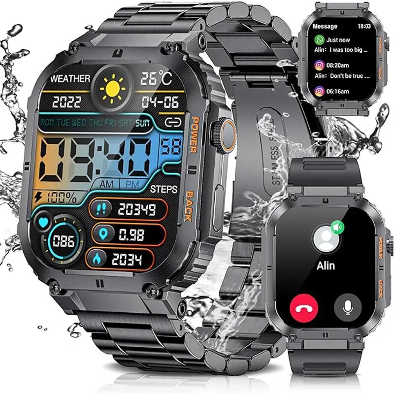 Smartwatch Watches For Men Digital - LIGE 남성용 야외 스포츠 피트니스 스마트워치,