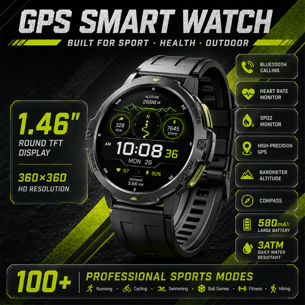 Smartwatch Timex Watches For Men - 새로운 군용 GPS 스마트워치 3ATM 방수