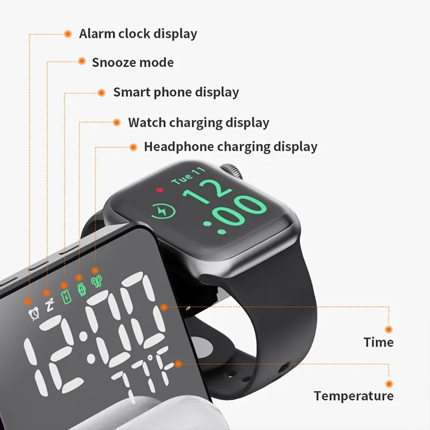 무선 충전기 알람 시계 스탠드 고속 4 in 1 충전  - Watches Smartwatch Samsung 리뷰 및 가격