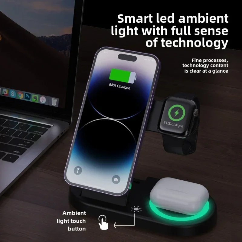 15W 고속 무선 충전 스탠드 3 in 1 접이식 충전 - Watch 7 Smartwatch Iphone 리뷰 및 가격