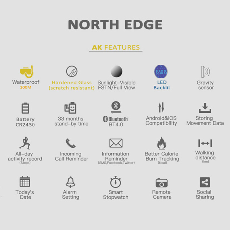 NORTH EDGE AK 100M 방수 야외 스포츠 스 - Smartwatch Watches For Men Digital 리뷰 및 가격