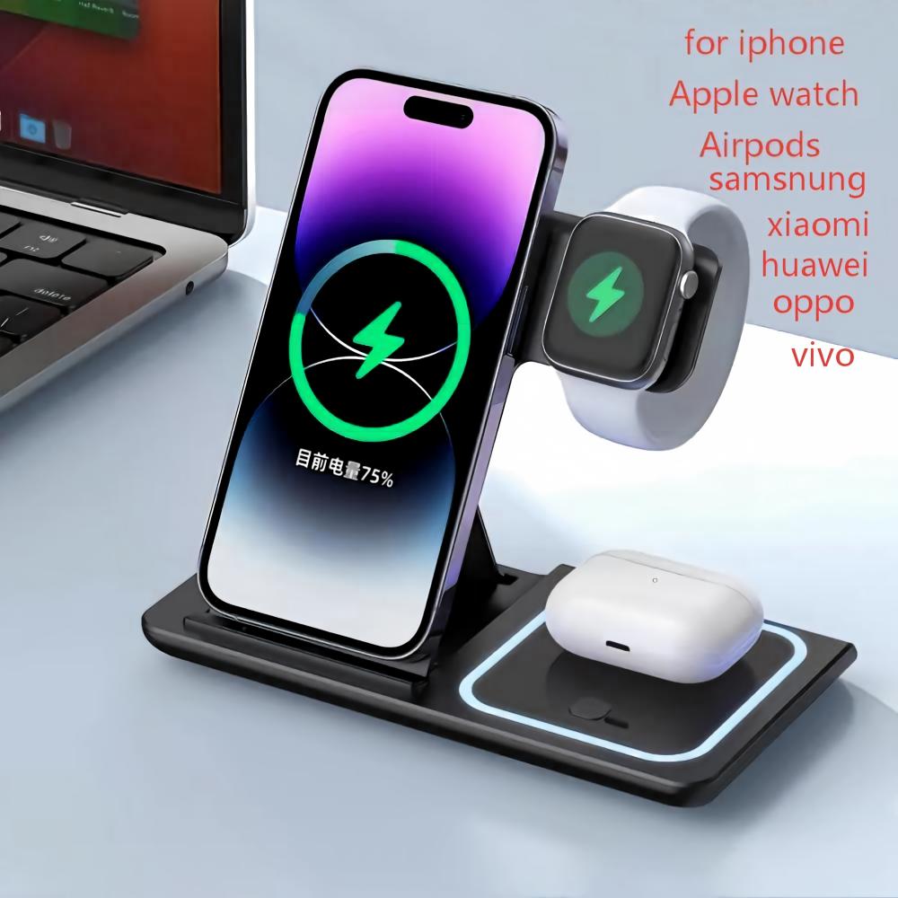 무선 충전기 홀더 스탠드 3 in 1 접이식 고속 충전 - Watches Smartwatch Samsung 리뷰 및 가격