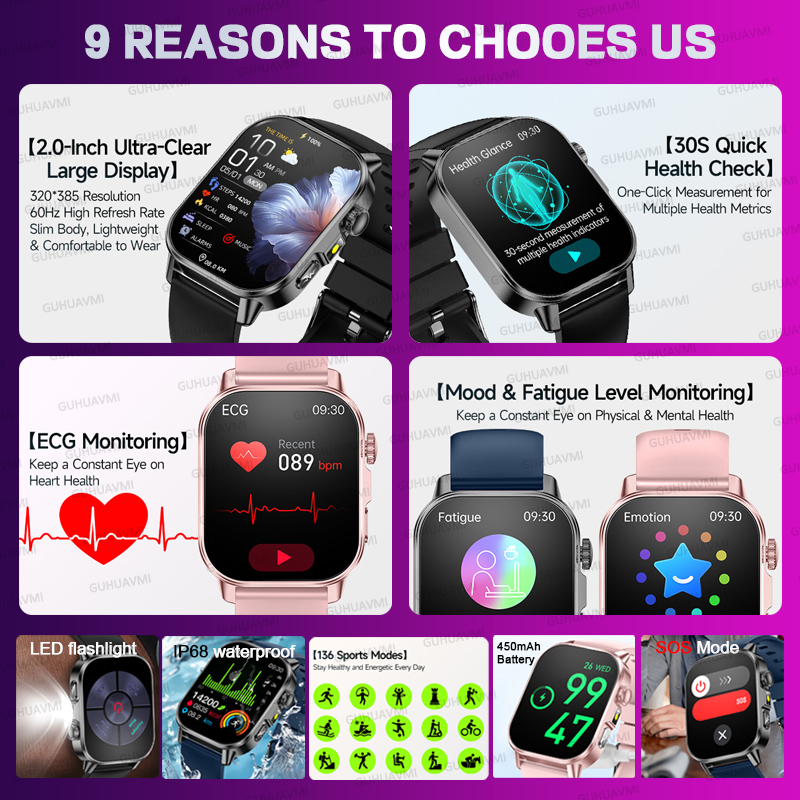새로운 오리지널 여성 맞춤형 AI 건강 스마트워치 EC - Smartwatch Health Watches For Women 리뷰 및 가격