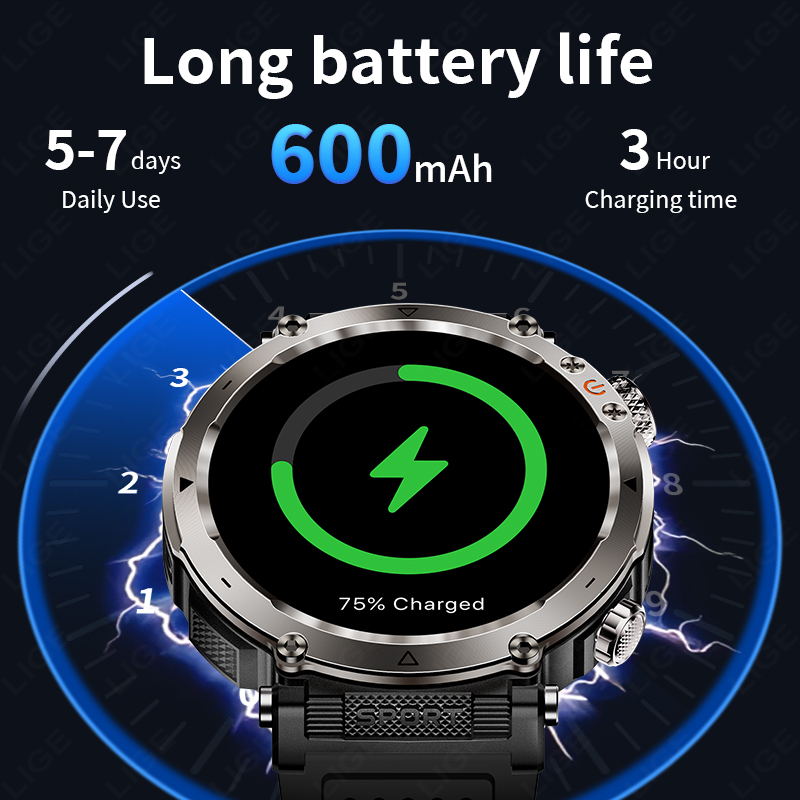 새로운 군용 야외 스마트워치 남성용 심박수 모니터 시계 - Watch Smart Smartwatch 리뷰 및 가격