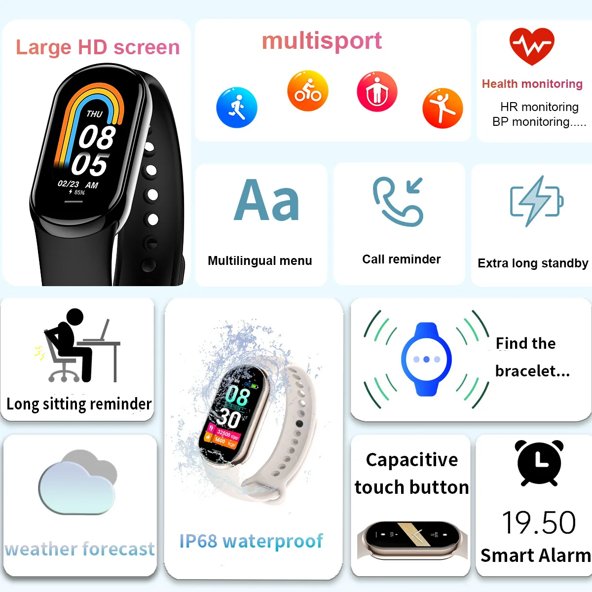새로운 오리지널 소형 M8 밴드 스마트 남성 여성 스마 - Smartwatch Sports Watches For Women 리뷰 및 가격