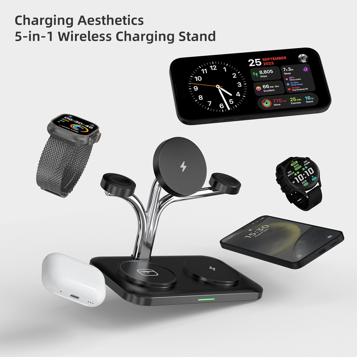 5 IN 1 마그네틱 무선 충전기 듀얼 폰 및 시계 고 - Watches Smartwatch Samsung 리뷰 및 가격