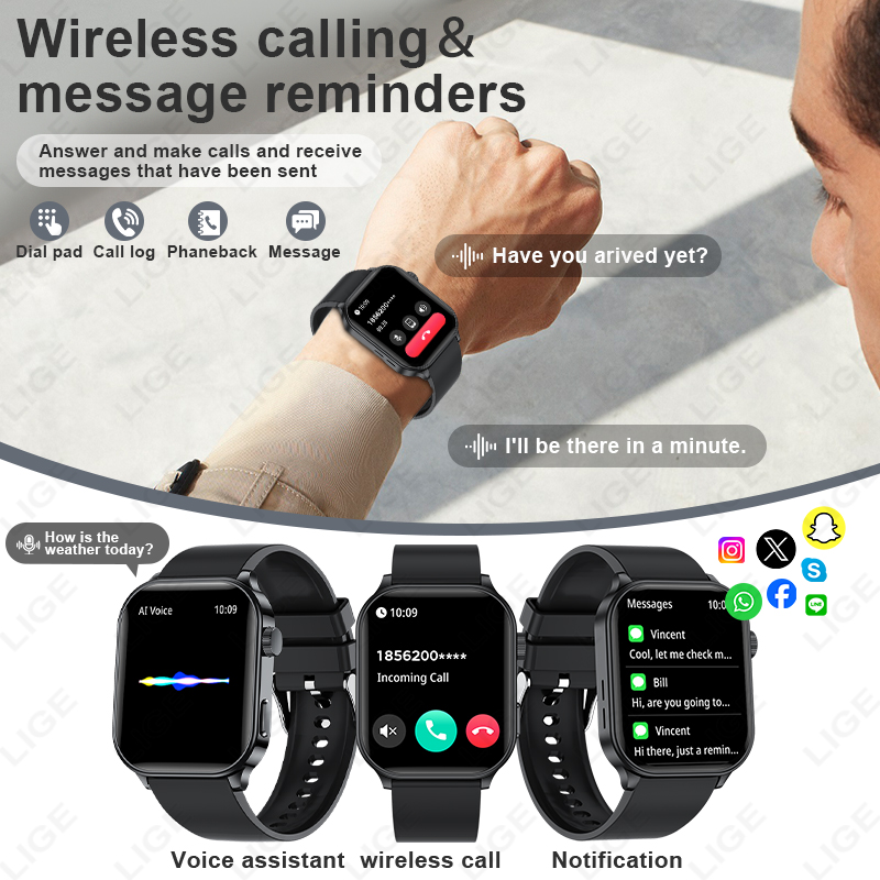 LIGE 오리지널 브랜드 스마트 시계 블루투스 통화 스 - Smartwatch Watches Brands For Women 리뷰 및 가격