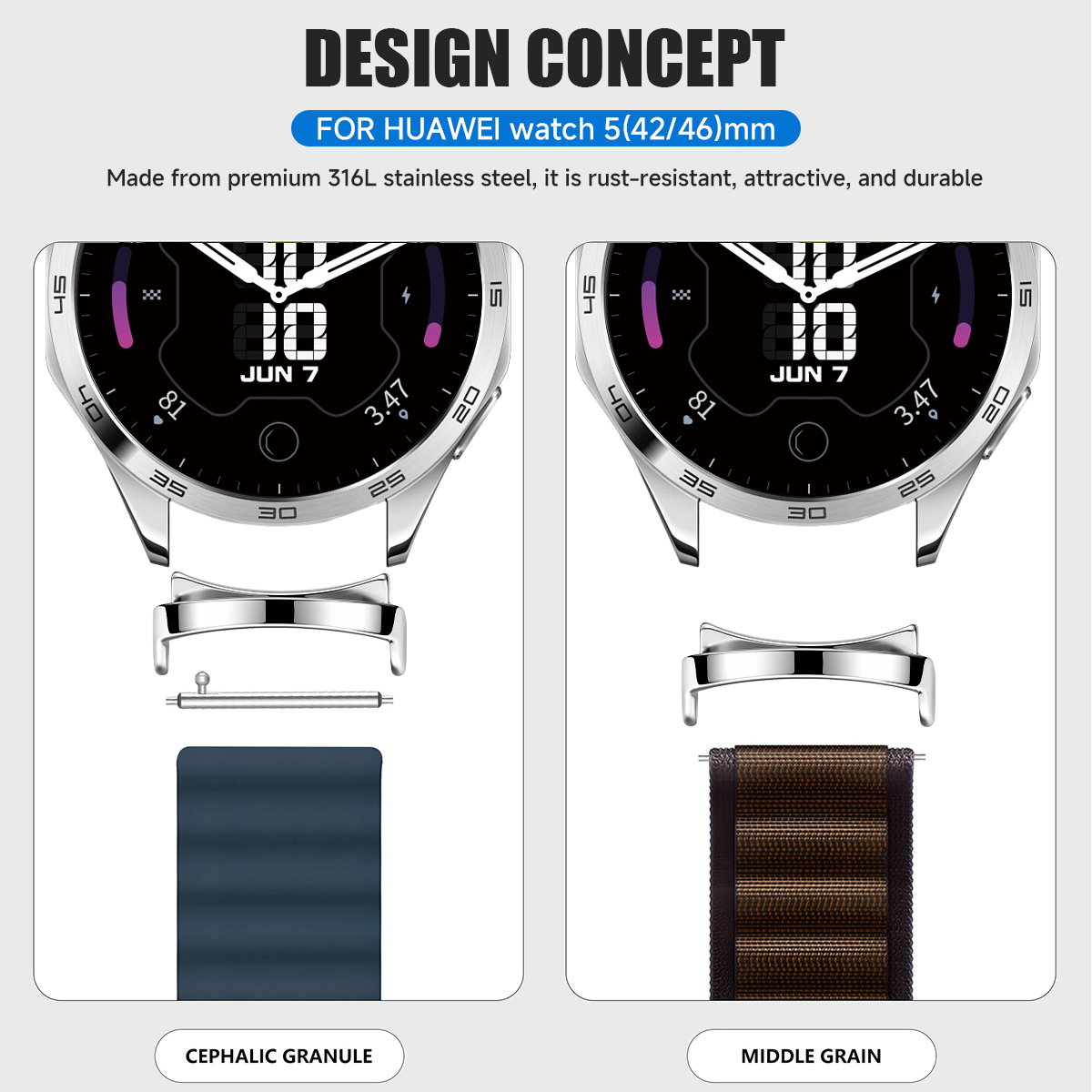 화웨이 시계 5 42mm 스마트워치용 2개 어댑터 화웨 - Smartwatch Watch Huawei 리뷰 및 가격